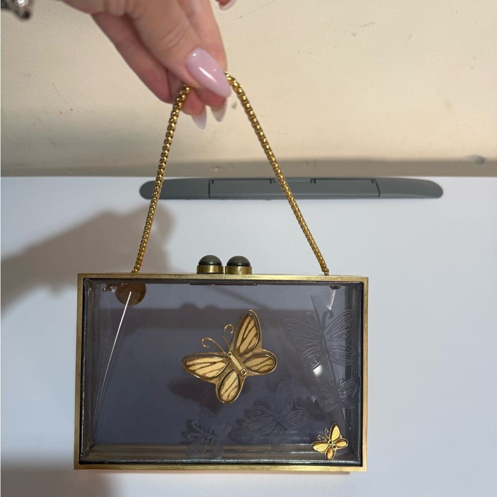 Thale Blanc - Flutter of Hope Clutch with a Gold Butterfly Design. - Picture 2 of 13
